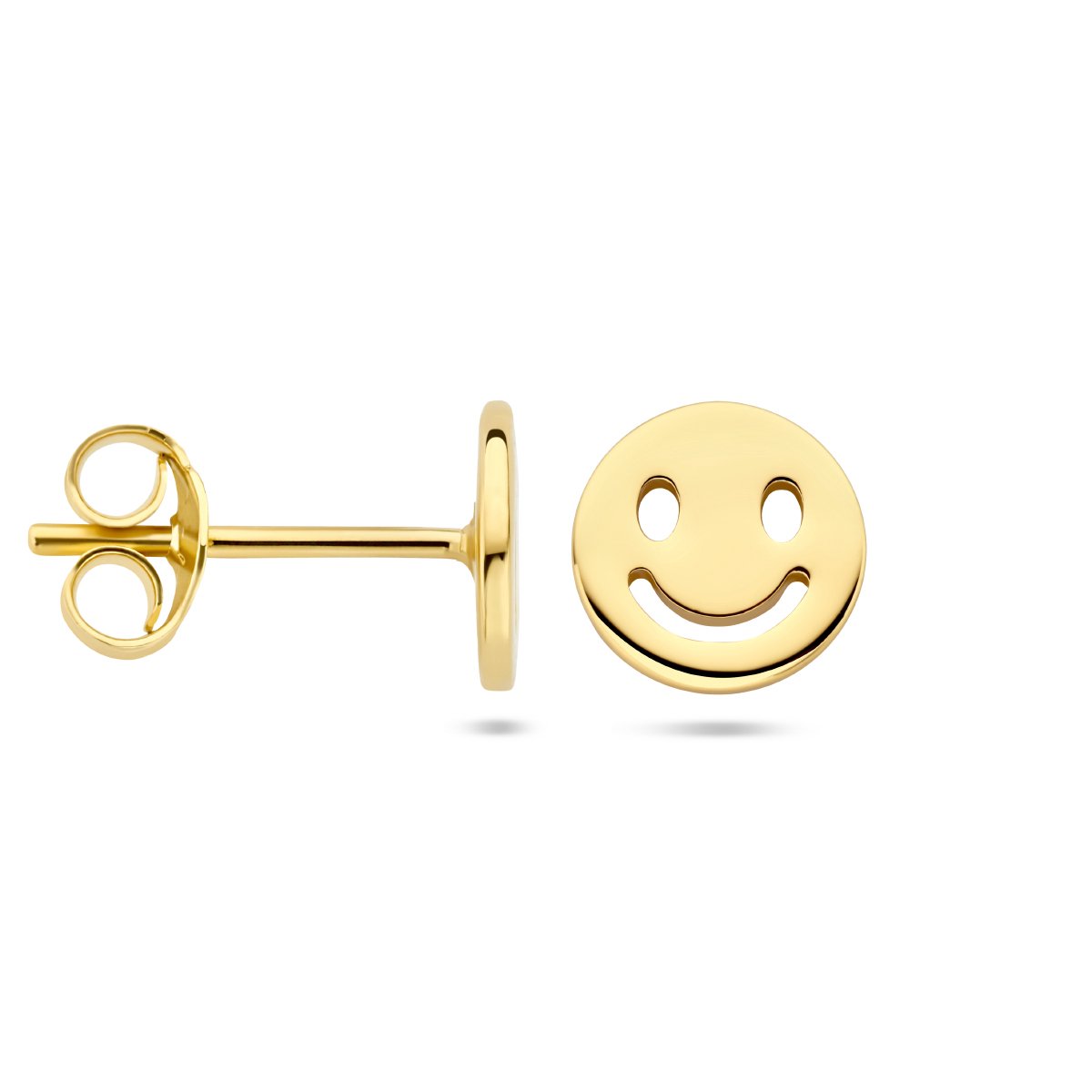 Trendy Smiley Oorknopjes van Geelgoud Verguld 925 Zilver | Diameter 7 mm | Leuk Cadeau | Jonline