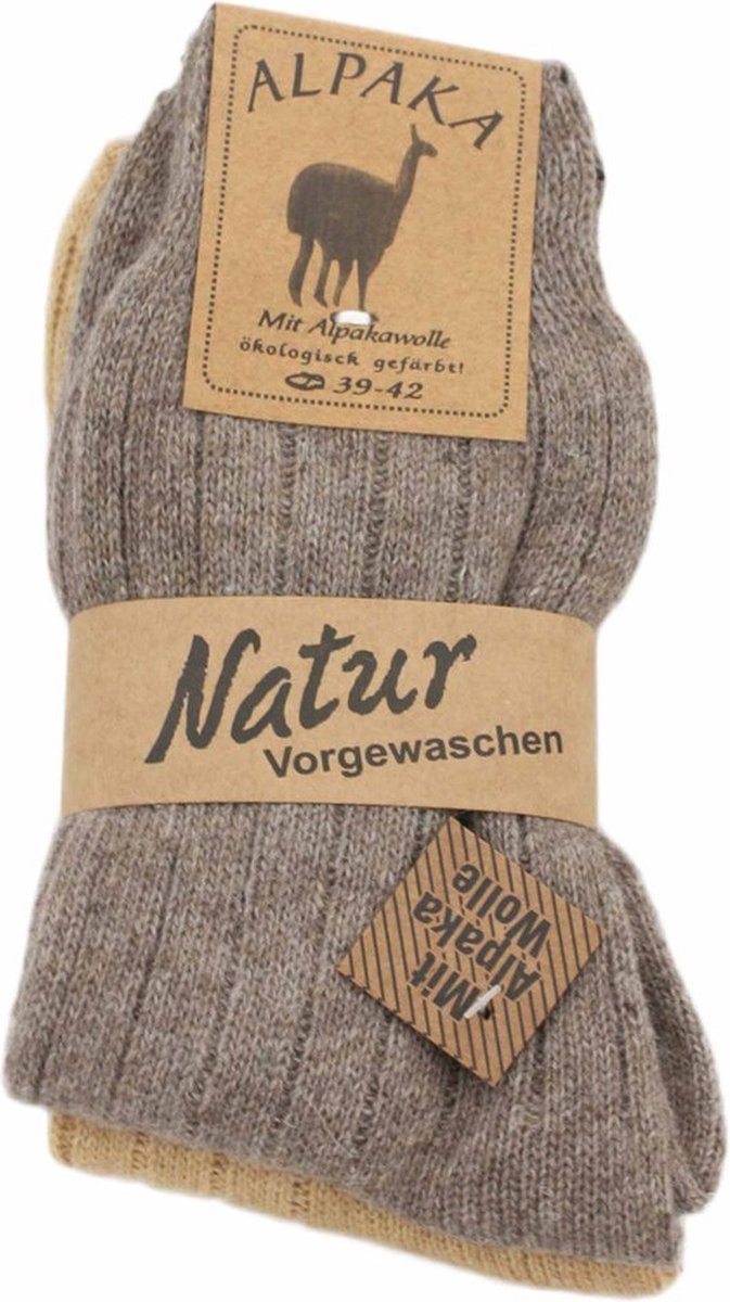 Without Lemon - Alpaca sokken - 2 Paar - Unisex - Beige - Maat: 43-46 - Winter - Zacht & Warm - Comfort - Premium - Kerst - Cadeau