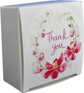 Kleine witte vierkante geschenkdoosjes - 12 st * met sticker "thank you" - 12 stuks met dezelfde sticker