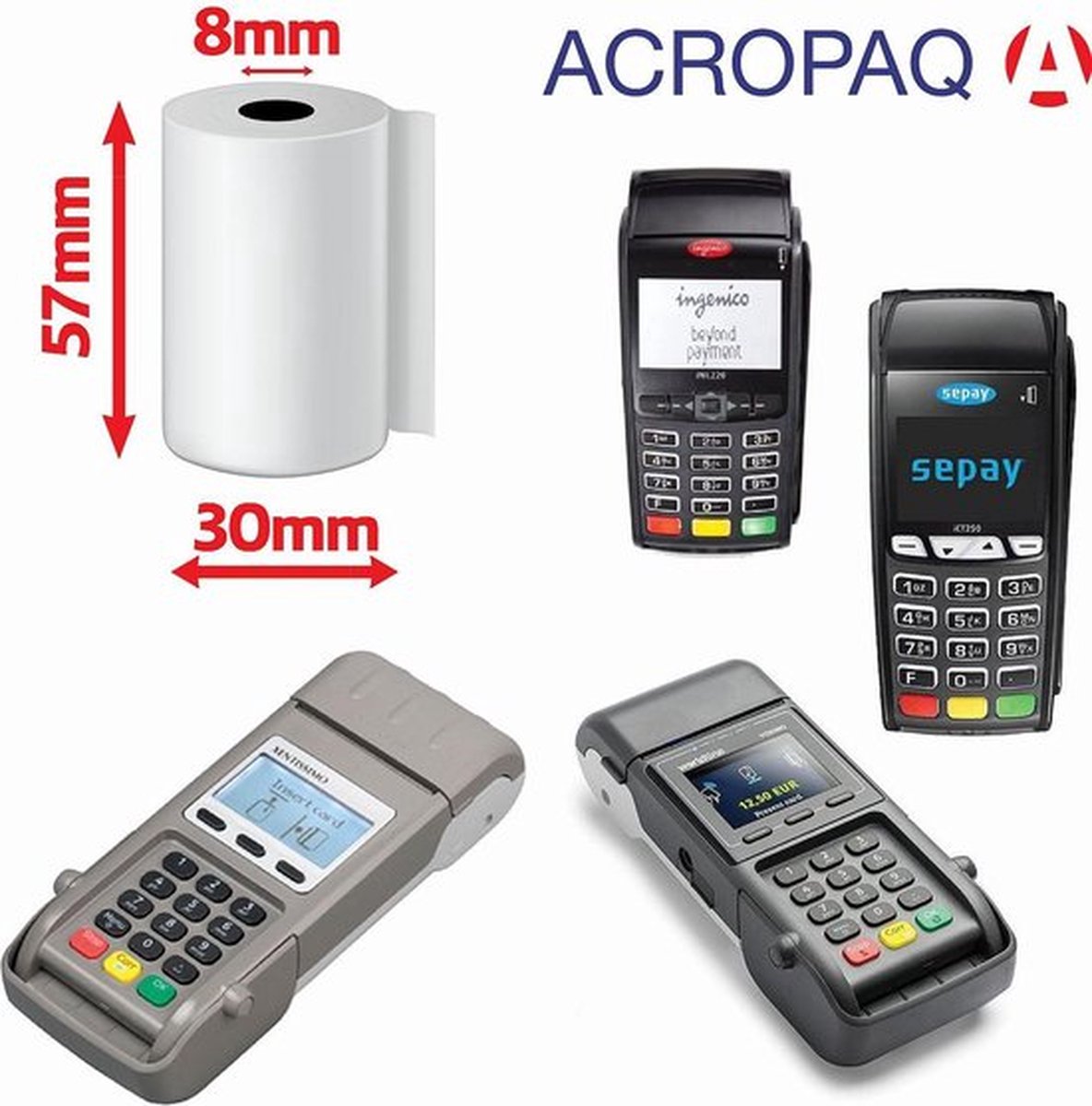 Thermische pin rollen voor pin apparaat 57x30 x 8. 5 stuks per verpakking