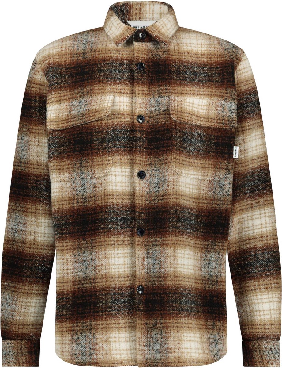 Supply & Co. Casual hemd lange mouw Bruin August Shirtjacket Checked 22307AU01/855 caramel