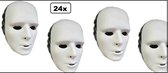 24x Grimeermasker face wit - Grimeer masker thema feest decoratie festival schilderen