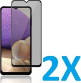 Screenprotector Glas - Privacy Tempered Glass Screen Protector Anti-Spy Geschikt voor: Samsung Galaxy A32 4G - 2x