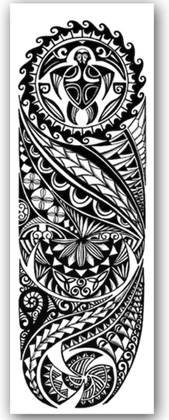 Foto: Temporary tattoo sleeve zwart grijs 48x17 cm neptattoo tijdelijke tatoeage nep fake tattoos water overdraagbare festival sticker henna outfit tattoo glitter tattoo volwassenen jongen meisje maori polynesian tribal 