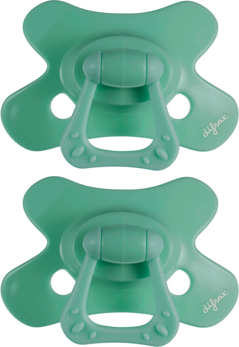 Goedkoopste Difrax Natural Fopspeen 12 Maanden - Groen - 2 Stuks, Siliconen Speen, Gemakkelijk te Accepteren