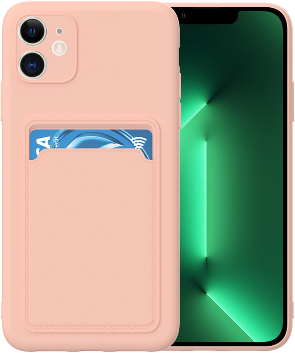 Silicone hoesje met pasjeshouder Geschikt voor iPhone 11 - Telefoonhoesje - TPU - Lichtroze