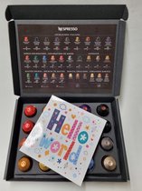 Koffie Proeverij Pakket 20 stuks verschillende smaken met Mystery Card 'Hello World' met persoonlijke (video) boodschap | Verjaardag | Sinterklaas | Kerstpakket | Vaderdag | Moederdag | Jubileum | Valentijnsdag