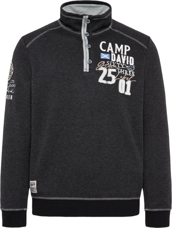 Camp David, Troyer Sweatshirt Green Label Zwart gemêleerd (XL) | bol.com