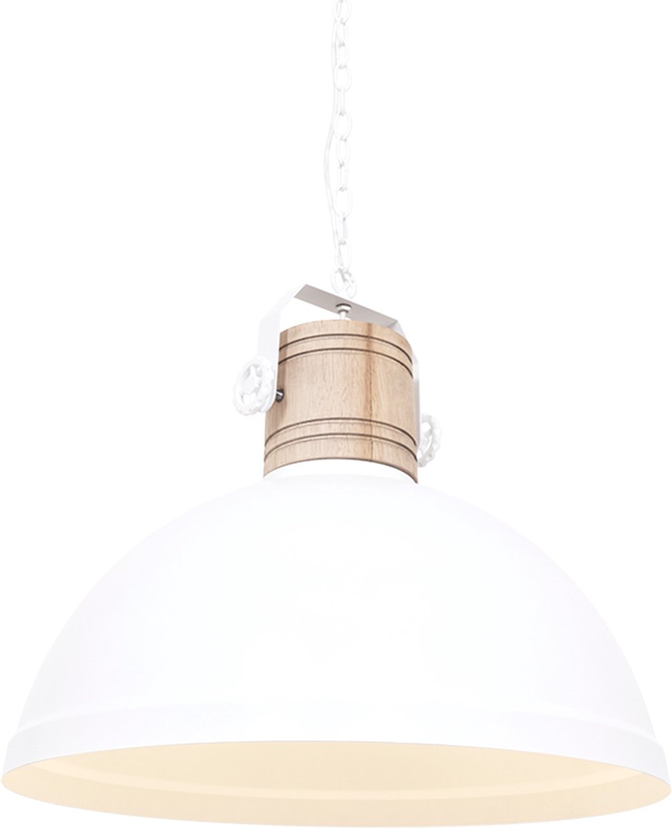 Hanglamp Gearwood | 1 lichts | bruin / groen | hout / metaal | ⌀ 50 cm | in hoogte verstelbaar tot 170 cm | eetkamer / woonkamer lamp | modern / industrieel / robuust design