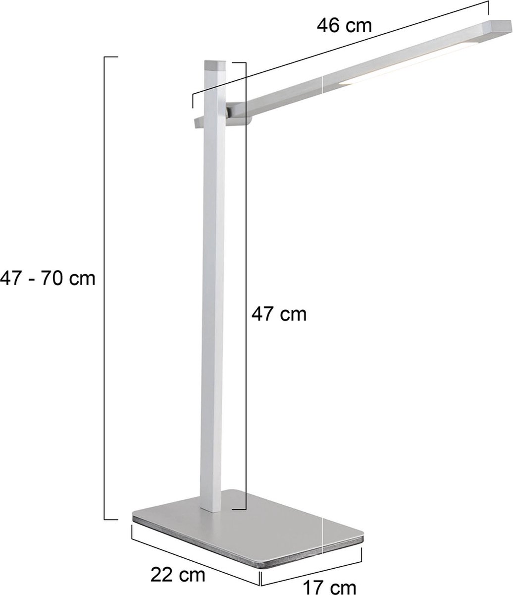 Tafellamp Stekk | 1 lichts | grijs / zilver / staal | aluminium / kunststof | 80 cm hoog | lees lamp / bureaulamp | modern / functioneel design