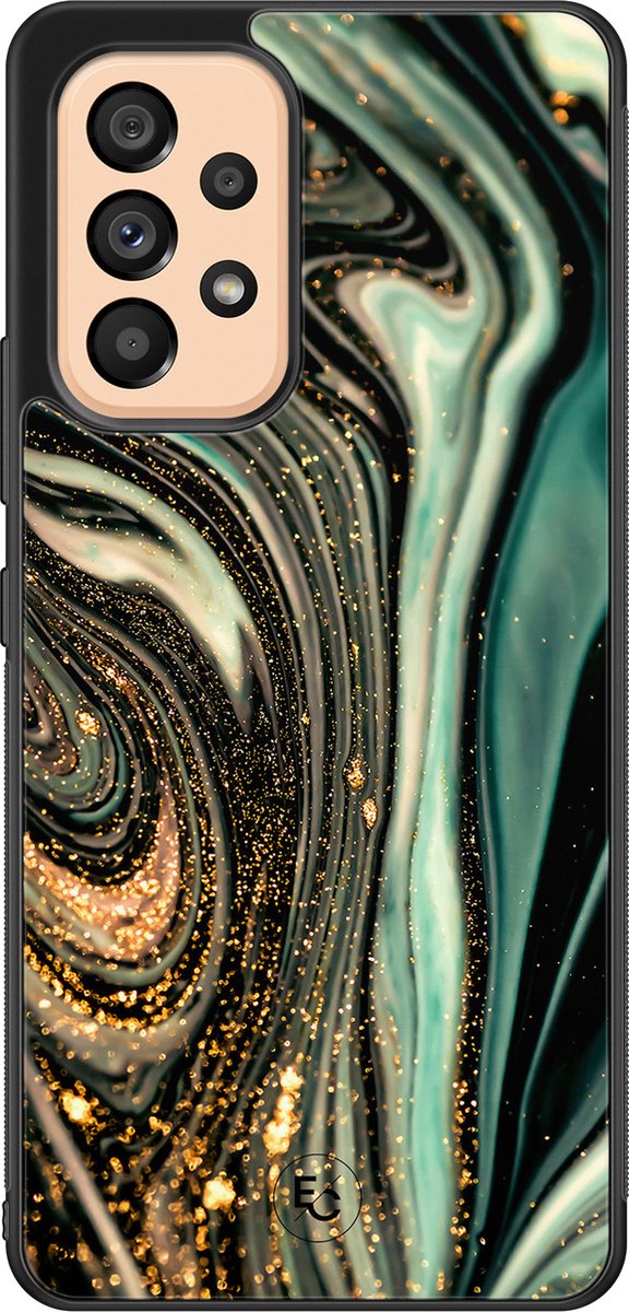 Hoesje geschikt voor Samsung Galaxy A53 - Marble khaki - TPU Hard Case Backcover - Groen - Mooie Telefoonhoesjes