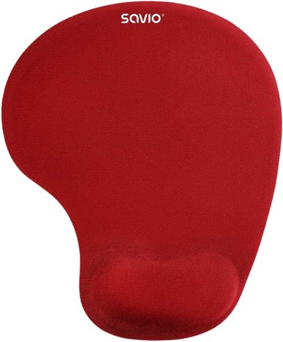 SAVIO Ergonomisches Mauspad mit Gelkissen 230x190x18mm Rot - Mousepad Gelkissen - Mousepad mit Handauflage - Mauspad Gelkissen - Mauspad Ergonomisch