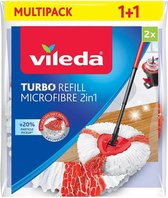 Vileda TURBO 2in1 - Vervanging - Set van 2 - Microvezel - Voor harde vloeren - +20% extra reinigingsvermogen