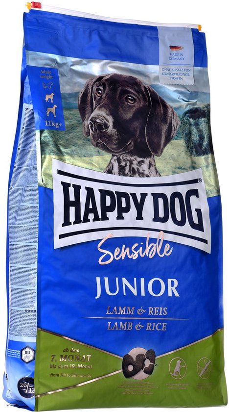 HAPPY DOG Sensible Junior Droog hondenvoer Lam, Rijst 10 kg