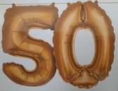 Ballon 50 goudkleur - 2 cijfers van 86 cm hoog - Abraham of Sarah - ook geschikt voor helium - folieballon