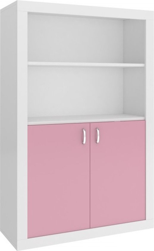 Filip 90 bibliothèque chambre d'enfant, placard, rose/blanc