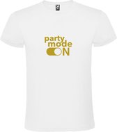 Wit T-Shirt met “ Party Mode On “ afbeelding Goud Size XS