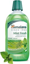 Himalaya Herbals Mint Fresh Mouthwash - Mondwater - Verwijdert 99.9% Bacterien - Voorkomt Tandplak - Brandt Niet en Zonder Alcohol - Mondspoeling Voor een Langdurige Frisse Adem - 450 ml