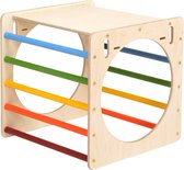 KateHaa Houten Activiteiten Kubus Regenboog - Klimrek - Houten Montessori Speelgoed