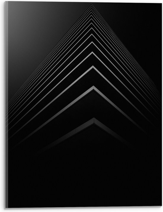 WallClassics - Acrylglas - Stapel Zwarte Abstracte Platen - 30x40 cm Foto op Acrylglas (Met Ophangsysteem)