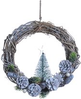 Kerstkrans landelijk - kerstboom | ø 30 cm | krans landelijk rond | kerstdecoratie deurkrans | Krans voor de kerst | kerstversiering kransen | Wit