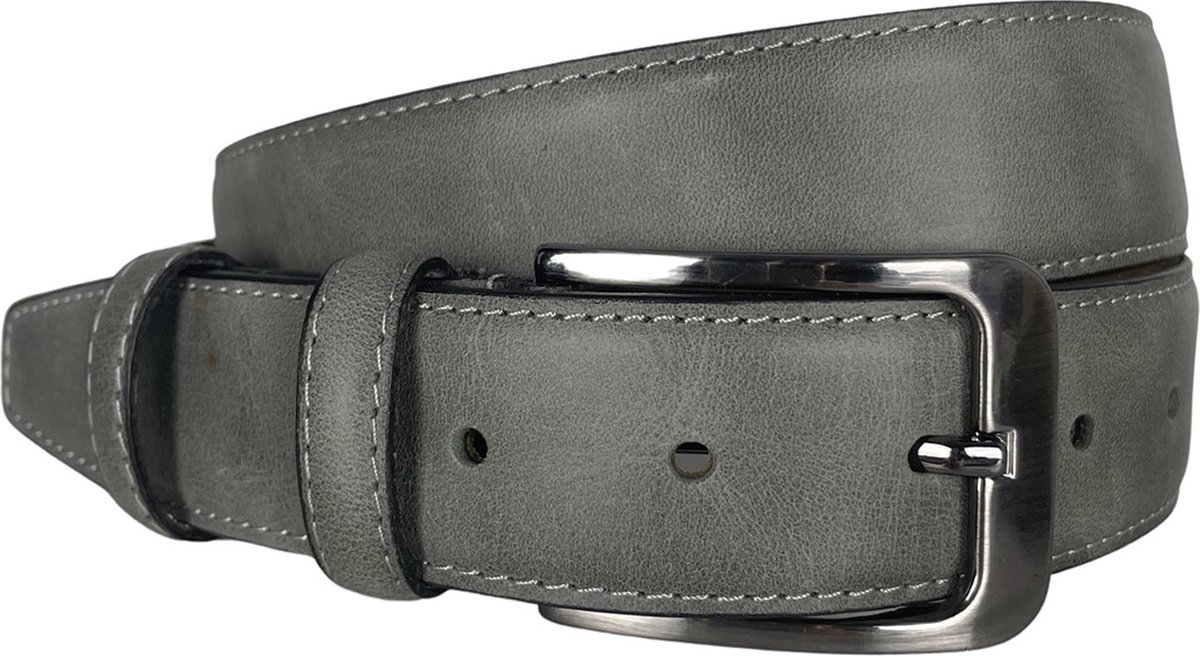 Riem - Leer - Grijs - 3.5 cm Breed - 110 cm (Taille maat tot 90 cm) - Heren Riem - Dames Riem - Vintage