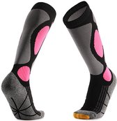Chaussettes de ski Ski Socks - Chaussettes Sports d'hiver - Ski Snowboard ou Marche - Chaussettes Hiver Compression - Femme/Homme - Taille Unique - Taille 37 à 47 - Rose