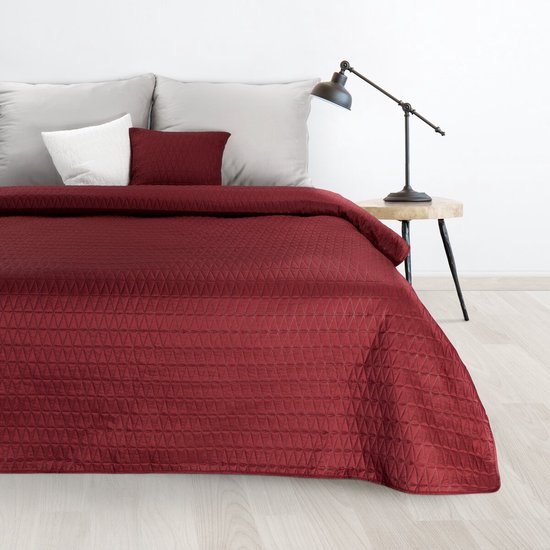 Oneiro’s luxe BONI Type 3 Beddensprei Bordeaux - 170x210 cm – bedsprei 2 persoons – beddengoed – slaapkamer – spreien – dekens – wonen – slapen