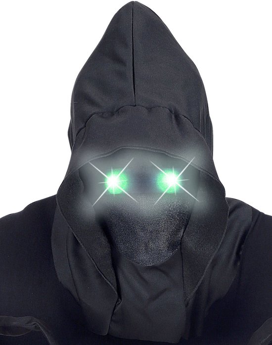 WIDMANN - Onzichtbaar gezichtsmasker met capuchon en lichtgevende ogen groen volwassene
