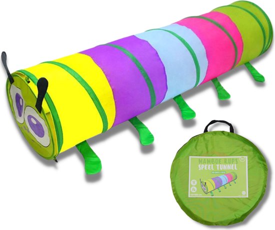 Mamboe Kruiptunnel Rups | 180x46cm | Speeltunnel voor Kinderen | Kruiprol | Kruiptunnel Kinderen | Inclusief Draagtas | Opvouwbaar | Voor Binnen en Buiten