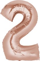 Ballonnen - Cijfer - Rosé Goud - Cijfer 2 - XL 80cm