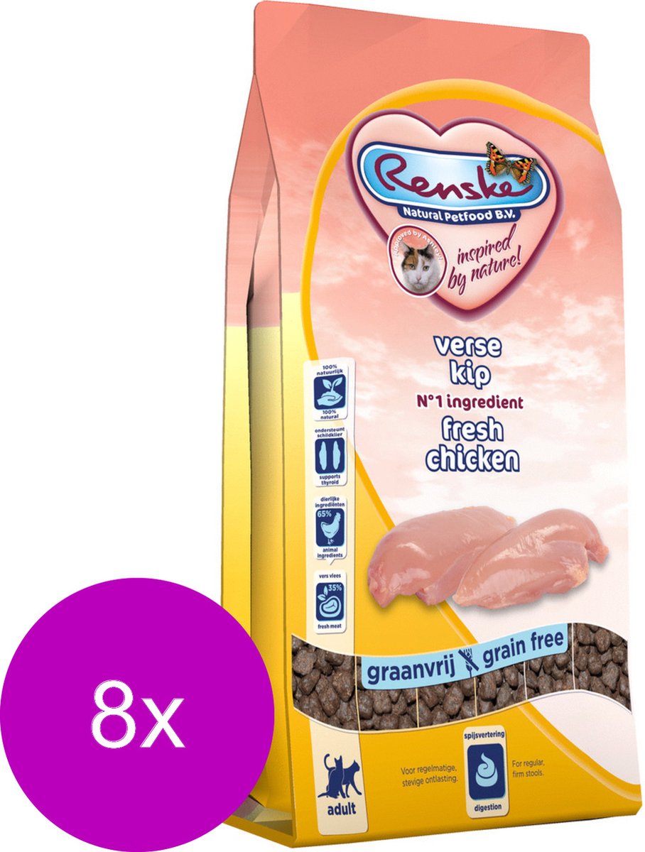 Renske Kat Adult Verse Kip - Kattenvoer - 8 x 400 g
