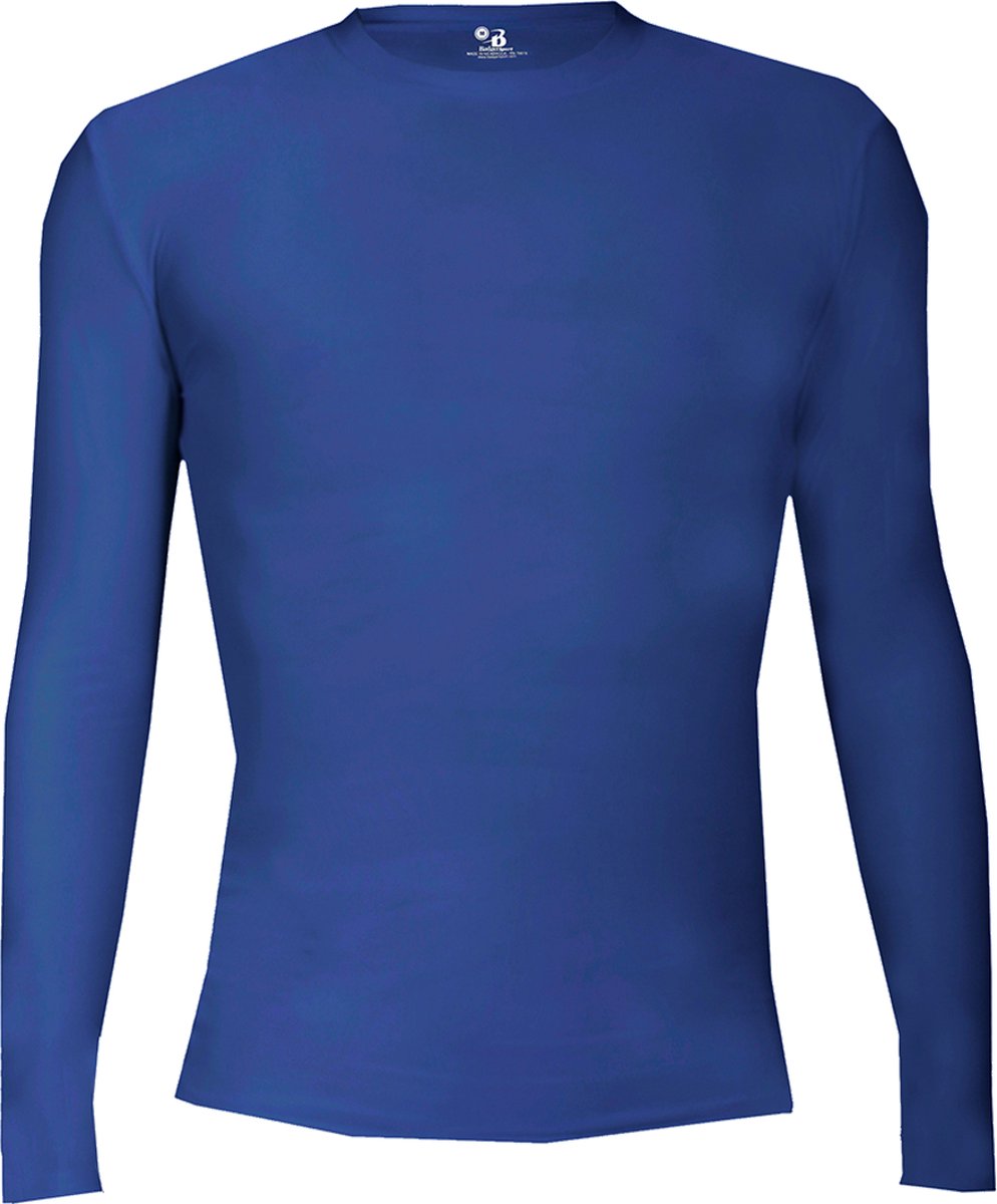 BADGER SPORT - Shirt Met Lange Mouwen - Pro Compression - Diverse Sporten - Volwassenen - Polyester/Elastaan - Heren - Ronde Hals - Ondershirt - Zweet Afvoerend - Kobalt Blauw - Large
