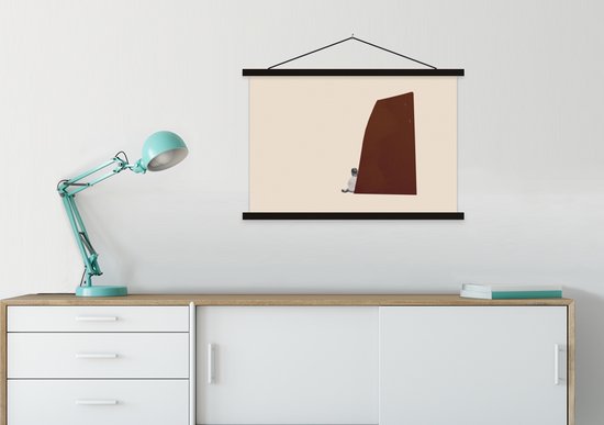 Porte-affiche avec affiche 90x60 cm - Affiche scolaire - Vintage - Pastel - Garçon - Affiche textile - Lattes noires