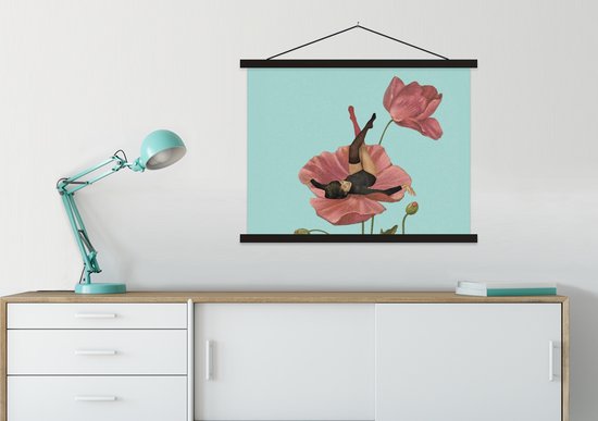 Porte-affiche avec affiche - Affiche scolaire - Rêves - Vintage - Femme - 60x45 cm - Lattes noires