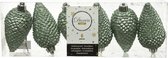 24x Salie groene glitter dennenappels kerstballen 8 cm Onbreekbare plastic kersthangers- Kerstboomversiering salie groen