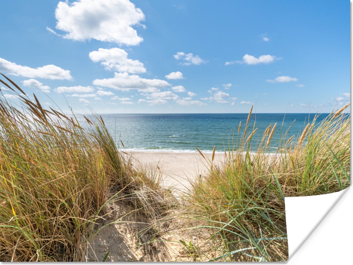 Poster Duin - Gras - Zee - Strand - 40x30 cm