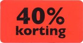 Etiket - Reclame-etiket - papier - 40% korting - 47x25mm - fluor/Rood - rol à 1000 stuks