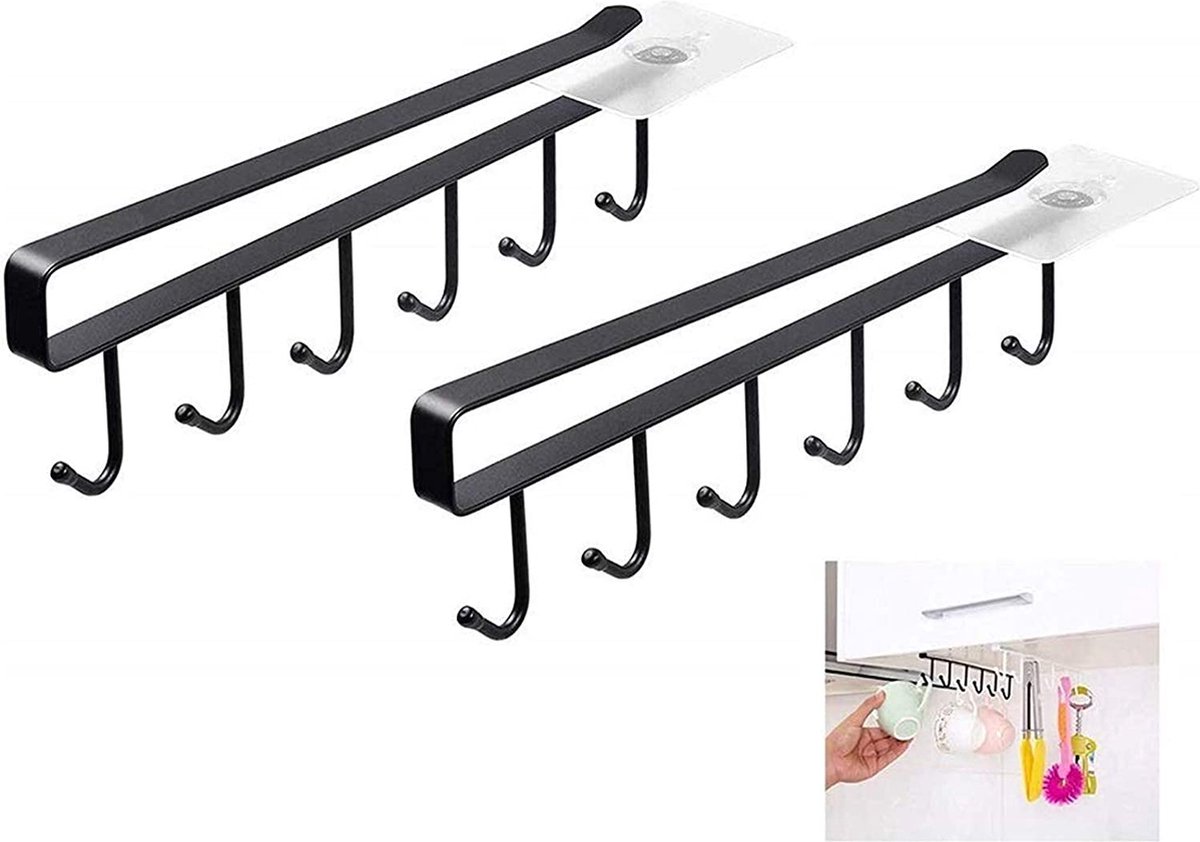 Moet Kopen 6-Haak Onder Kast Mok Hanger Cups Holder Keuken Gebruiksvoorwerp Houd