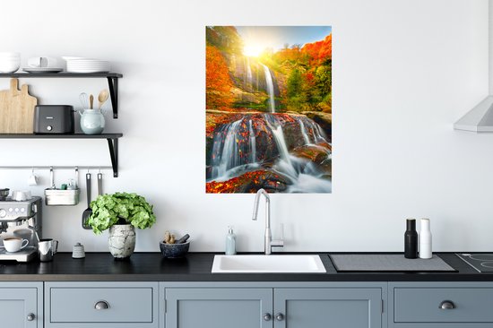 Affiche Cascade - Nature - Automne - Rouge - 60x80 cm