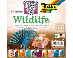 foto van Vouwblaadjes Folia dubbelzijdig Wildlife 15x15cm 50vel