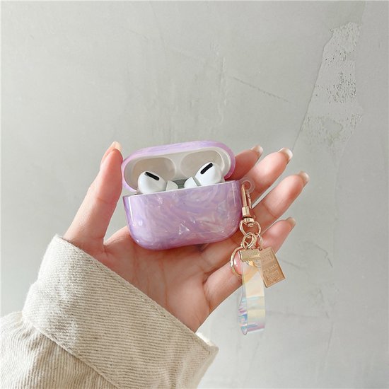 Foto: Minislifestyle airpods pro case paars lila violet parelmoer marble holographic hanger