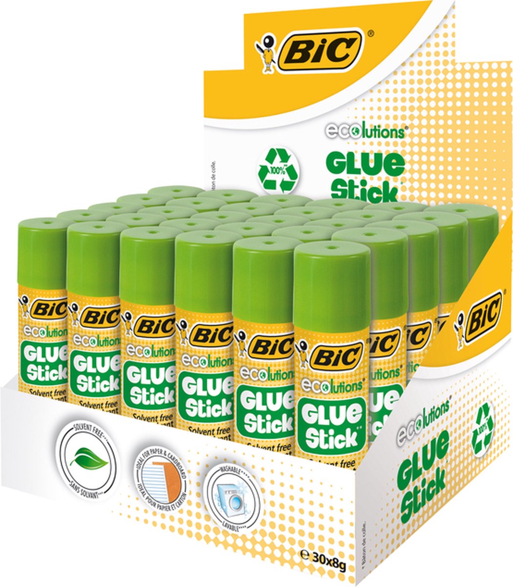 Lijmstift bic ecolutions 8gr | Doos a 30 stuk | 16 stuks