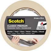 Afplaktape scotch premium classic 24mmx50m beige | Omdoos a 24 rol | 24 stuks
