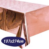 Plastic Tafelkleed - Tafellaken – Feest Decoratie - Metallic Tafelzeil - Verjaardag Versiering – Folie - 137 x 274 cm - Rosé Goud