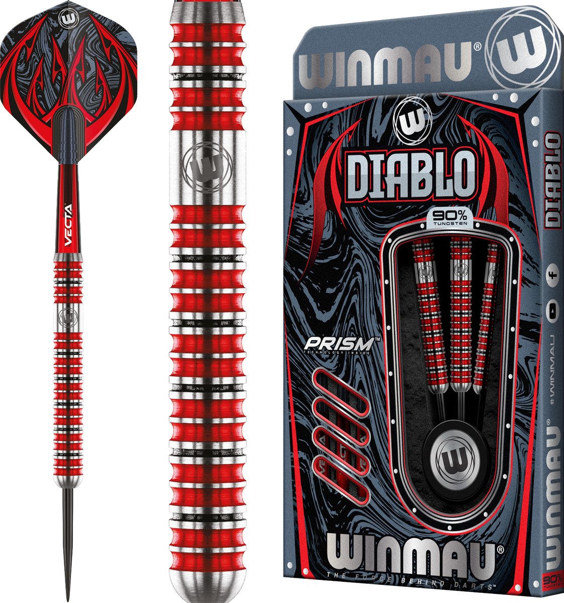 WINMAU - Diablo (Parallel): Steeltip Tungsten Dartpijlen Professioneel - 23g - Winmau
