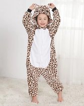 Onesie Luipaard - Maat 122/128 - Verkleedkleren - Kostuum - Carnaval - Jumpsuit - Pyjama - Kerst