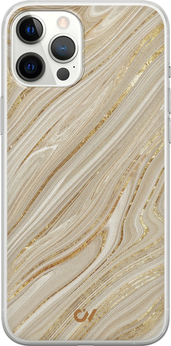 Hoesje geschikt voor Apple iPhone 12 Pro Max - Golden Marble - - Goud - Apple - Casevibes