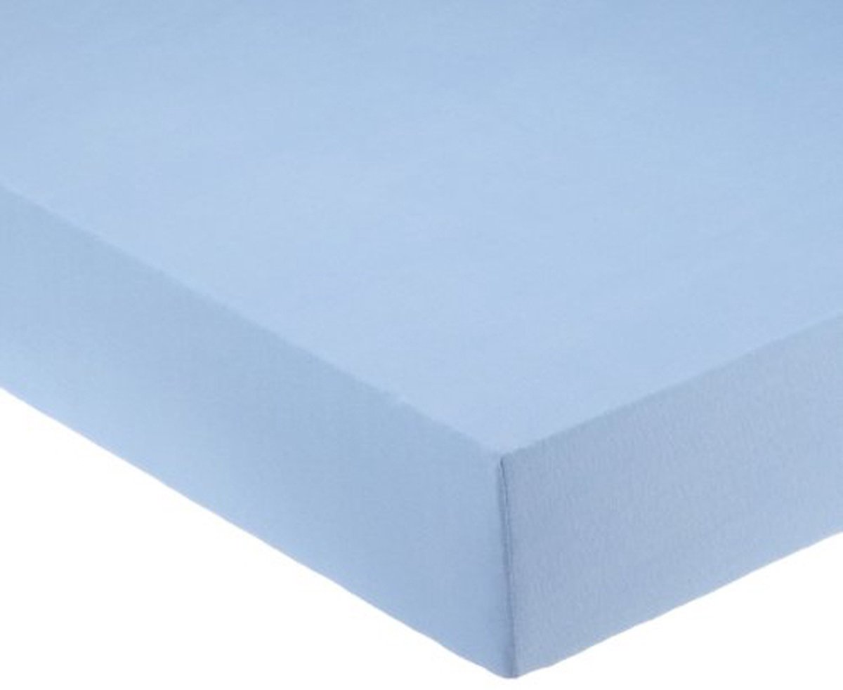 FLANEL hoeslaken - 180 x 220 - extra warm - kleur licht blauw - hoek 30cm