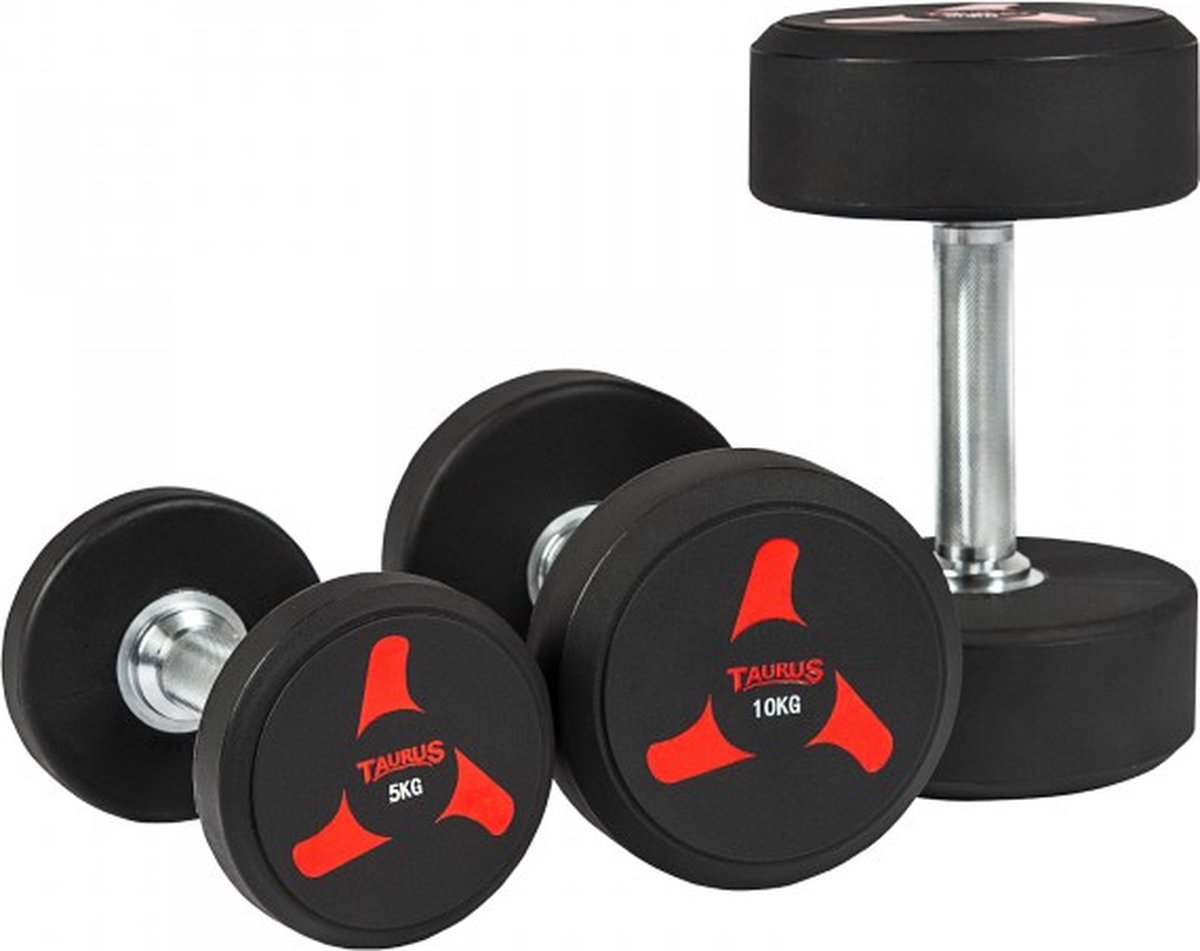 Taurus TPU-halter 5kg 1 stuk – Duurzame en Vormvaste Dumbbell met Geribbelde Grip – Krasbestendig en Stofafstotend – Geschikt voor Thuis en Sportschool – Verkrijgbaar in Diverse Gewichten – foto 3